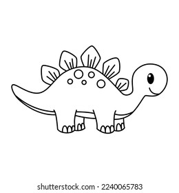 Cute dinosaurs cartoon characters vector illustration. For kids coloring book.