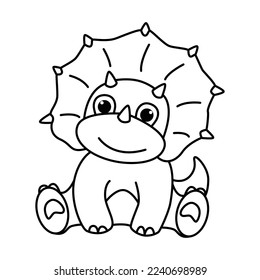 Cute dinosaurs cartoon characters vector illustration. For kids coloring book.