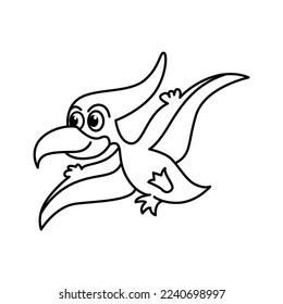 Cute dinosaurs cartoon characters vector illustration. For kids coloring book.