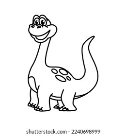 Cute dinosaurs cartoon characters vector illustration. For kids coloring book.