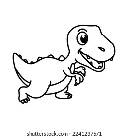 Cute dinosaurs cartoon characters vector illustration. For kids coloring book.
