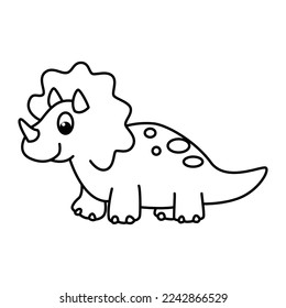 Cute dinosaurs cartoon characters vector illustration. For kids coloring book.