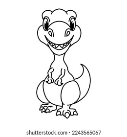 Cute dinosaurs cartoon characters vector illustration. For kids coloring book.