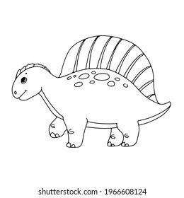 Cute dinosaurs cartoon style. Coloring. Vector illustration isolated on white background.