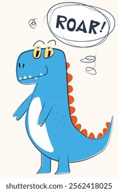 Cute dinosaurs, childish style for kids background illustration, suitable for nursery, kindergarten, packaging, kids tee print and others.