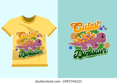Cute dinosaurs Clothes Print Illustration with text. Perfect for kids fabric, textile, nursery wallpaper, clothes print template.