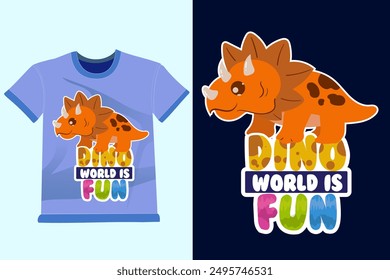 Cute dinosaurs Clothes Print Illustration with text. Perfect for kids fabric, textile, nursery wallpaper, clothes print template.