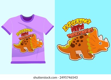 Cute dinosaurs Clothes Print Illustration with text. Perfect for kids fabric, textile, nursery wallpaper, clothes print template.
