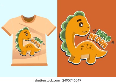 Cute dinosaurs Clothes Print Illustration with text. Perfect for kids fabric, textile, nursery wallpaper, clothes print template.
