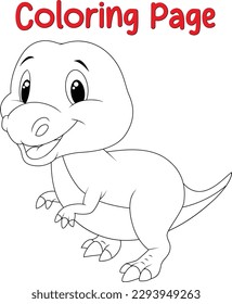 cute dinosaurs  coloring page for kids. Cute cartoon dinosaurs. Black and white vector illustration for coloring book