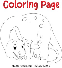 cute dinosaurs  coloring page for kids. Cute cartoon dinosaurs. Black and white vector illustration for coloring book