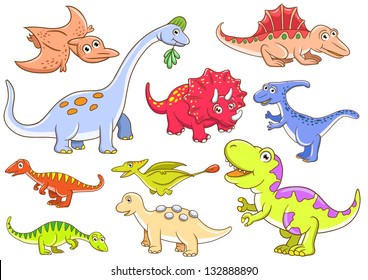 Cute dinosaurs  EPS10 File - simple Gradients, no Effects, no mesh, no Transparencies. All in separate  group for easy editing