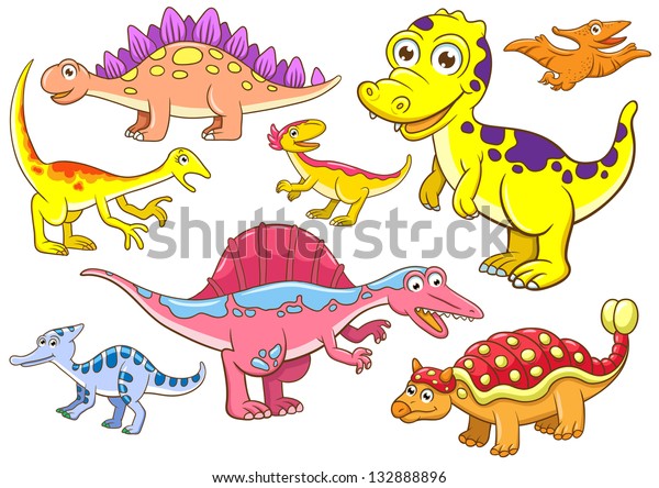 Cute Dinosaurs Eps10 File Simple Gradients Stock Vector (Royalty Free ...