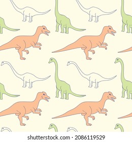 Cute Dinosaurs. Extinct animals. Children's seamless vector pattern for paper, fabric