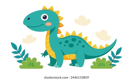 Cute Dinosaurs flat vector illustration on white background