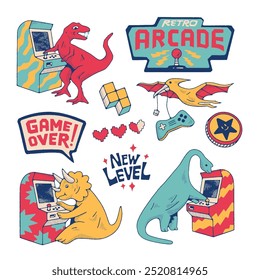 Cute Dinosaurs Game Arcade Illustration Pack by Sansroom