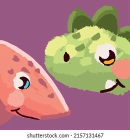 cute dinosaurs heads cartoon design