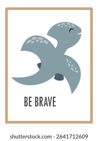 Cute Dinosaurs and Inspirational Quotes for Nursery Wall Decor. Paper Print Animal Picture for Nursery Baby or Children's Room.