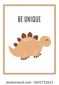 Cute Dinosaurs and Inspirational Quotes for Nursery Wall Decor. Paper Print Animal Picture for Nursery Baby or Children's Room.