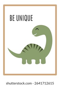 Cute Dinosaurs and Inspirational Quotes for Nursery Wall Decor. Paper Print Animal Picture for Nursery Baby or Children's Room.