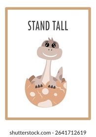 Cute Dinosaurs and Inspirational Quotes for Nursery Wall Decor. Paper Print Animal Picture for Nursery Baby or Children's Room.
