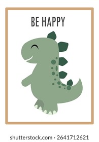 Cute Dinosaurs and Inspirational Quotes for Nursery Wall Decor. Paper Print Animal Picture for Nursery Baby or Children's Room.