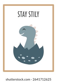 Cute Dinosaurs and Inspirational Quotes for Nursery Wall Decor. Paper Print Animal Picture for Nursery Baby or Children's Room.