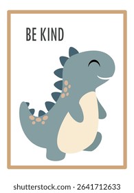 Cute Dinosaurs and Inspirational Quotes for Nursery Wall Decor. Paper Print Animal Picture for Nursery Baby or Children's Room.