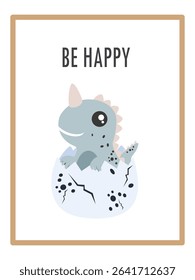 Cute Dinosaurs and Inspirational Quotes for Nursery Wall Decor. Paper Print Animal Picture for Nursery Baby or Children's Room.