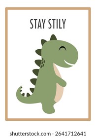 Cute Dinosaurs and Inspirational Quotes for Nursery Wall Decor. Paper Print Animal Picture for Nursery Baby or Children's Room.