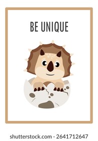 Cute Dinosaurs and Inspirational Quotes for Nursery Wall Decor. Paper Print Animal Picture for Nursery Baby or Children's Room.