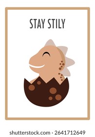 Cute Dinosaurs and Inspirational Quotes for Nursery Wall Decor. Paper Print Animal Picture for Nursery Baby or Children's Room.