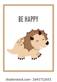 Cute Dinosaurs and Inspirational Quotes for Nursery Wall Decor. Paper Print Animal Picture for Nursery Baby or Children's Room.
