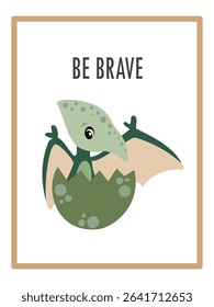 Cute Dinosaurs and Inspirational Quotes for Nursery Wall Decor. Paper Print Animal Picture for Nursery Baby or Children's Room.