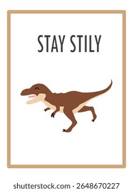 Cute Dinosaurs and Inspirational Quotes for Nursery Wall Decor. Paper Print Animal Picture for Nursery Baby or Children's Room.