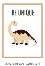 Cute Dinosaurs and Inspirational Quotes for Nursery Wall Decor. Paper Print Animal Picture for Nursery Baby or Children's Room.