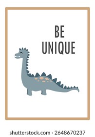 Cute Dinosaurs and Inspirational Quotes for Nursery Wall Decor. Paper Print Animal Picture for Nursery Baby or Children's Room.