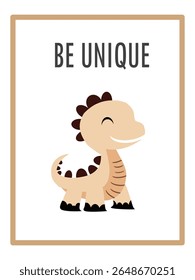 Cute Dinosaurs and Inspirational Quotes for Nursery Wall Decor. Paper Print Animal Picture for Nursery Baby or Children's Room.