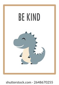 Cute Dinosaurs and Inspirational Quotes for Nursery Wall Decor. Paper Print Animal Picture for Nursery Baby or Children's Room.