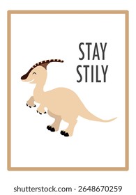 Cute Dinosaurs and Inspirational Quotes for Nursery Wall Decor. Paper Print Animal Picture for Nursery Baby or Children's Room.