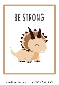 Cute Dinosaurs and Inspirational Quotes for Nursery Wall Decor. Paper Print Animal Picture for Nursery Baby or Children's Room.