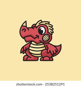 Cute dinosaurs monster vector Icon Illustration Animal Nature Flat Cartoon Style