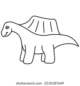 Dinossauros bonitos em fundo branco.Desenhos animados répteis antigos.Isolado em fundo branco.Contorno vetor ilustração.Crianças colorindo book.A animal pré-histórico.