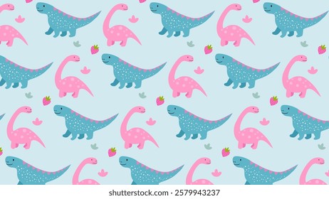 Cute Dinosaurs pattern background. Children pattern with Dinosaurs. Perfect for fashion clothes, shirt, fabrics, textiles, wallpaper, decor, illustration, print, packaging. SSTKbackgrounds