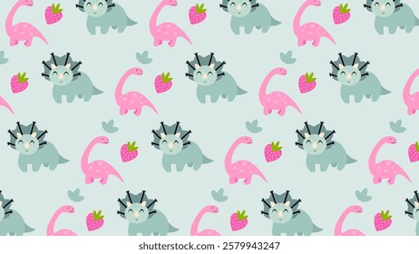 Cute Dinosaurs pattern background. Children pattern with Dinosaurs. Perfect for fashion clothes, shirt, fabrics, textiles, wallpaper, decor, illustration, print, packaging. SSTKbackgrounds