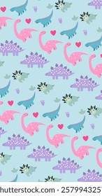 Cute Dinosaurs pattern background. Children pattern with Dinosaurs. Perfect for fashion clothes, shirt, fabrics, textiles, wallpaper, decor, illustration, print, packaging. SSTKbackgrounds