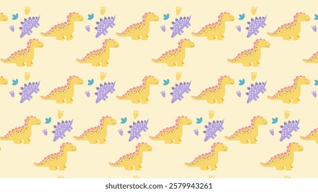 Cute Dinosaurs pattern background. Children pattern with Dinosaurs. Perfect for fashion clothes, shirt, fabrics, textiles, wallpaper, decor, illustration, print, packaging. SSTKbackgrounds