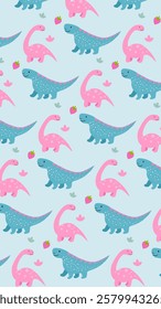 Cute Dinosaurs pattern background. Children pattern with Dinosaurs. Perfect for fashion clothes, shirt, fabrics, textiles, wallpaper, decor, illustration, print, packaging. SSTKbackgrounds