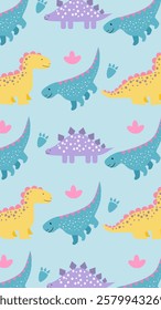 Cute Dinosaurs pattern background. Children pattern with Dinosaurs. Perfect for fashion clothes, shirt, fabrics, textiles, wallpaper, decor, illustration, print, packaging. SSTKbackgrounds