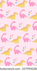 Cute Dinosaurs pattern background. Children pattern with Dinosaurs. Perfect for fashion clothes, shirt, fabrics, textiles, wallpaper, decor, illustration, print, packaging. SSTKbackgrounds